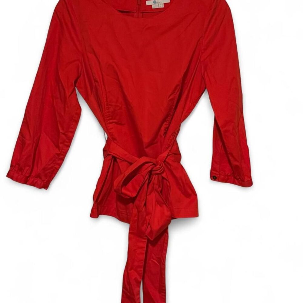 NWOT Boden Henrietta Cotton Tie Waist Peplum Top Red Size 8
